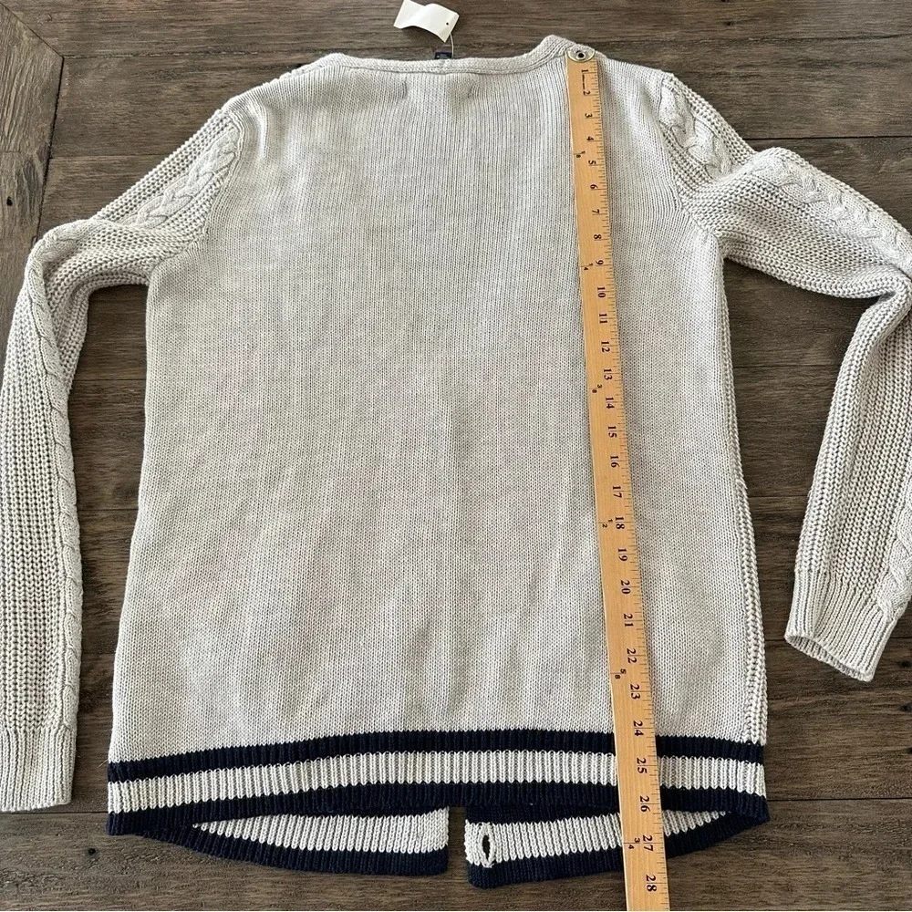 NWT Prince & Fox Medium Cable Cardigan Sweater Grandpa Oatmeal Navy New Longline